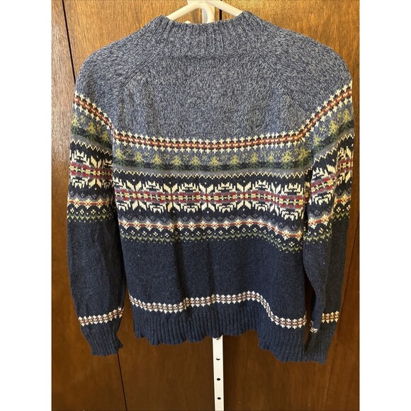 Vintage Heirloom Ramie Sweater Women Large Blue Nordic Full Zip Chunky 80's - Picture 7 of 9